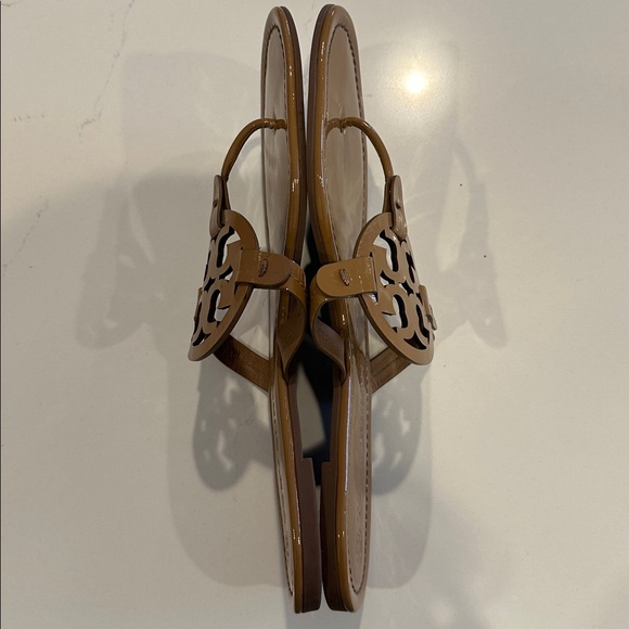 Tory Burch Miller Sandals Patent Tan Size 12 Sand - Picture 5 of 9